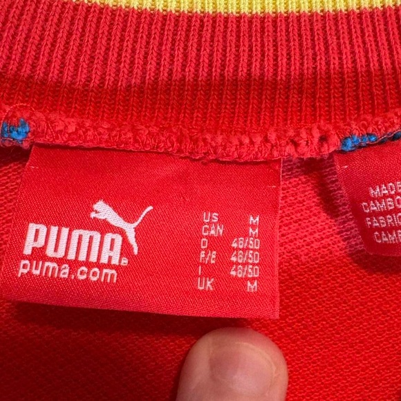 Puma rare retro 100% cotton red track jacket with blue and yellow piping - Picture 3 of 8